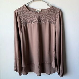 Meraki Taupe Long Sleeve Blouse